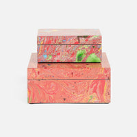 Pink Swirl Lacquered Resin Box Set