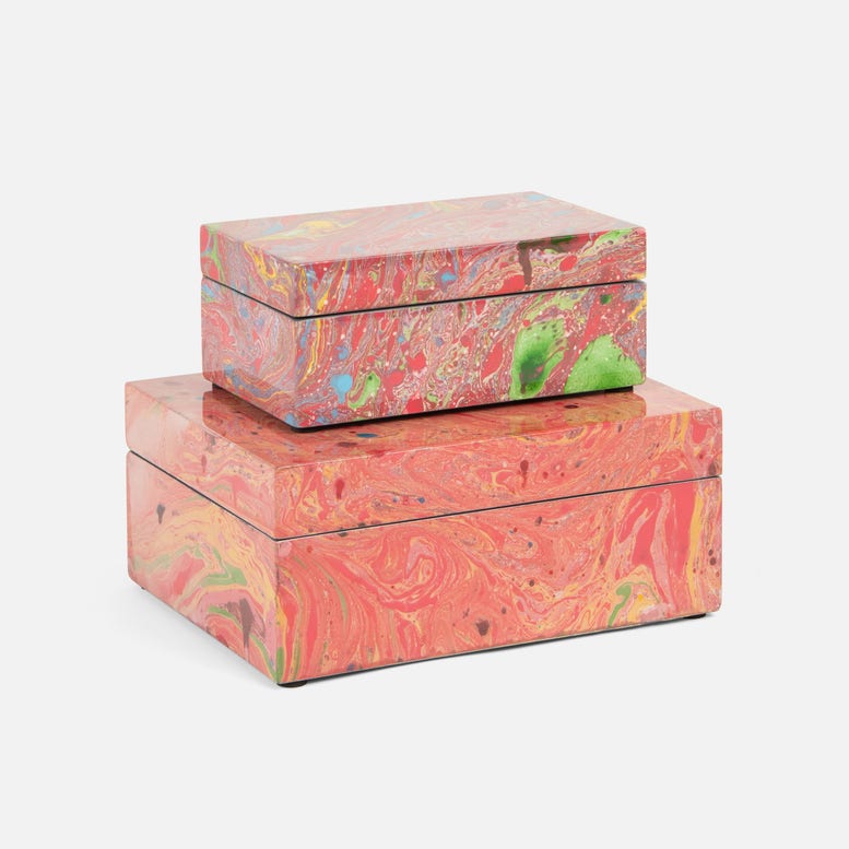 Pink Swirl Lacquered Resin Box Set