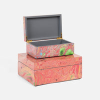 Pink Swirl Lacquered Resin Box Set