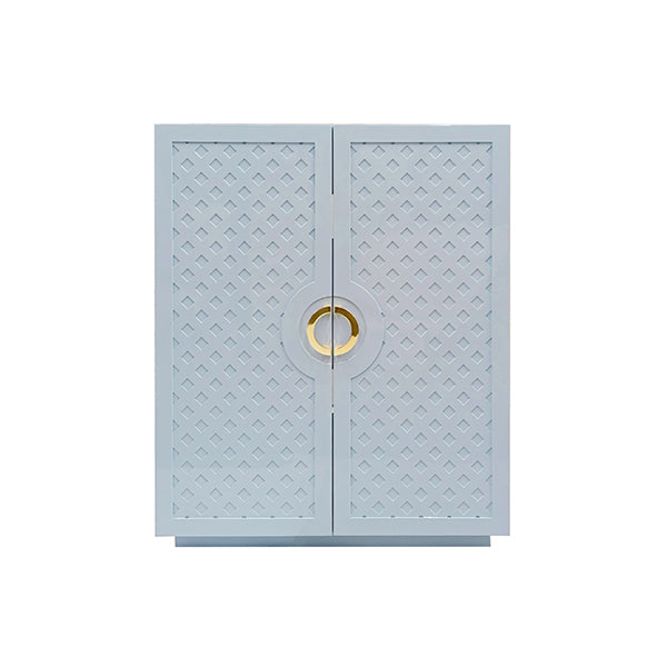 Baby Blue Lattice 2 Door Cabinet