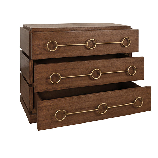 Brown Oak 3-Drawer Chest