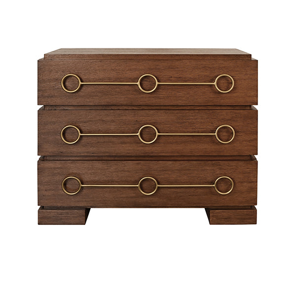 Brown Oak 3-Drawer Chest