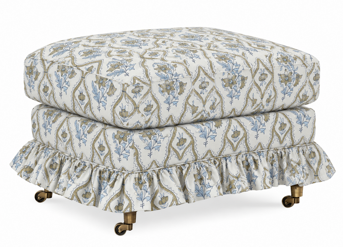 Slipcovered Ottoman on casters