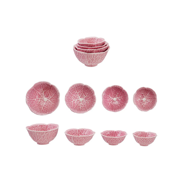 Pink Cabbage Prep Bowls, Set of 4