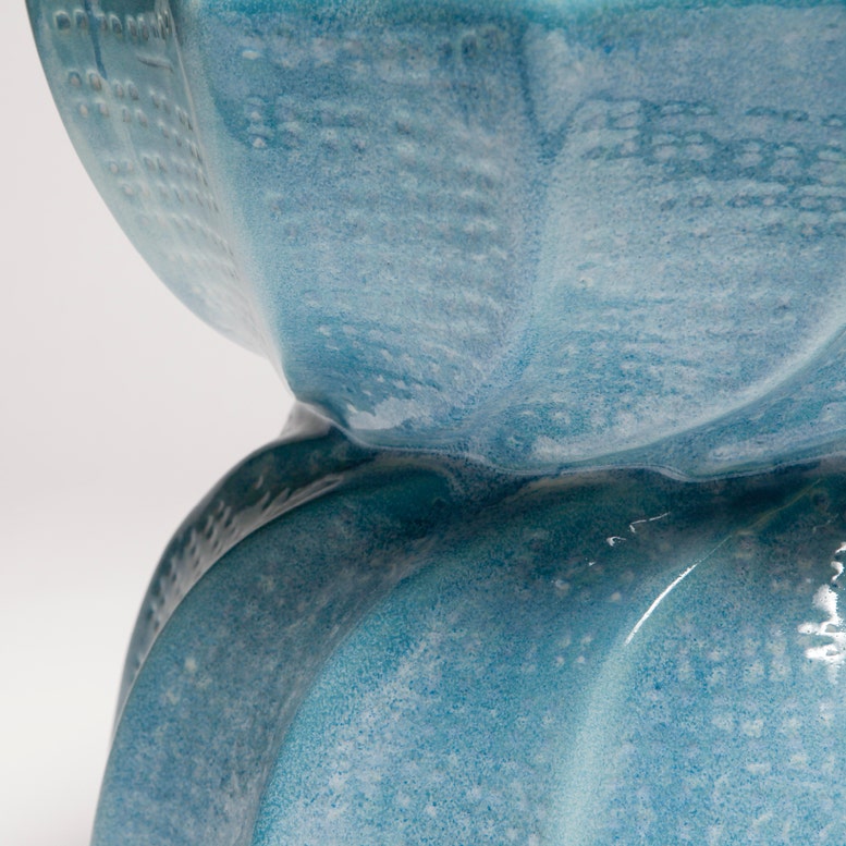 Ceramic Outdoor Soft Blue Stool