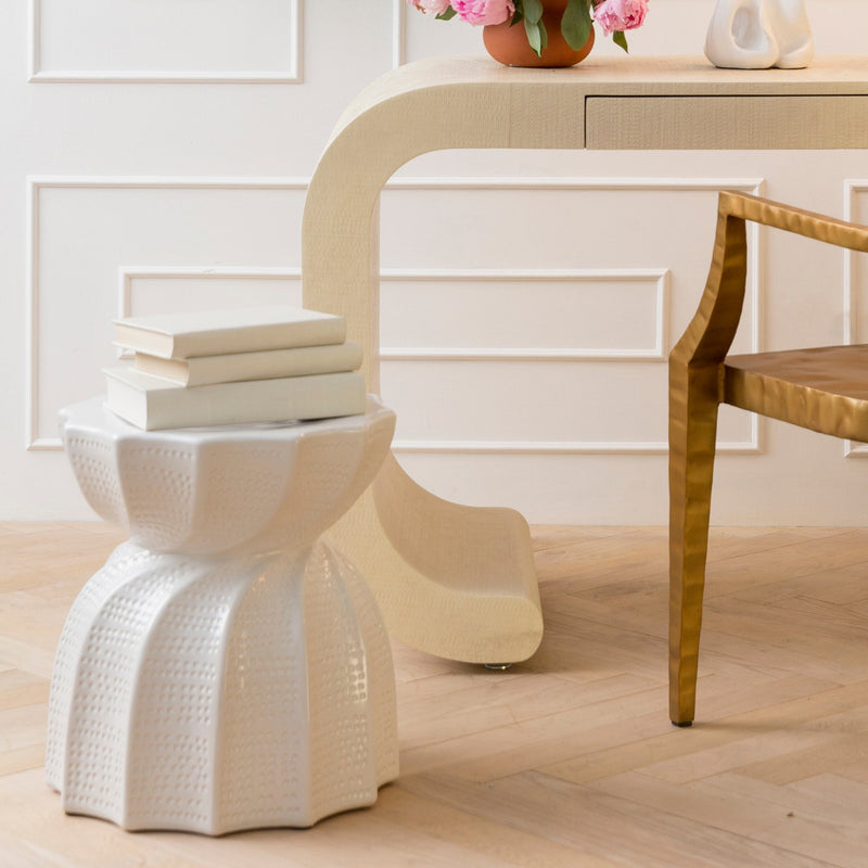 Ceramic Outdoor White Stool