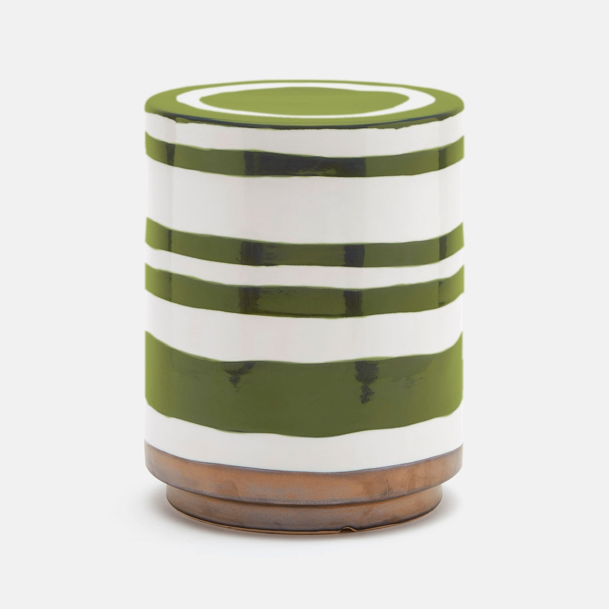 Green & White Stripe Outdoor Stool