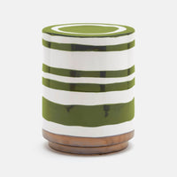Green & White Stripe Outdoor Stool