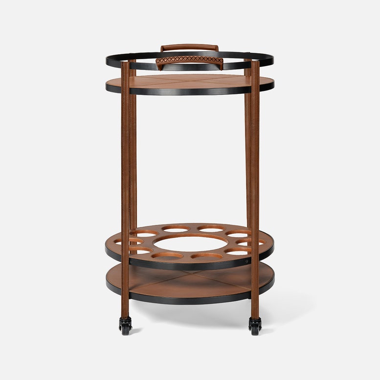Saddle Leather Bar Cart