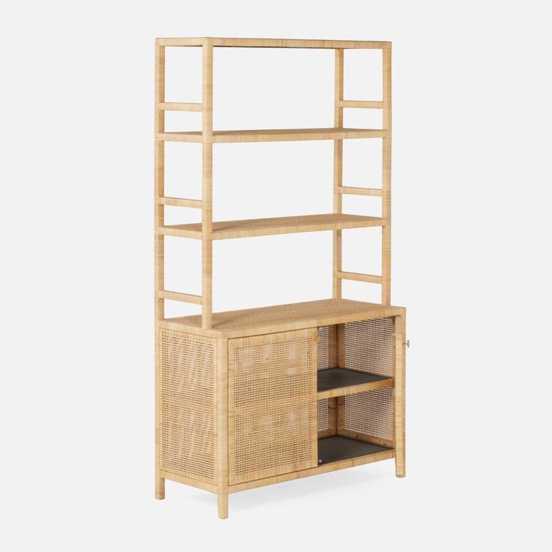Lola Rattan Bookcase with Hutch