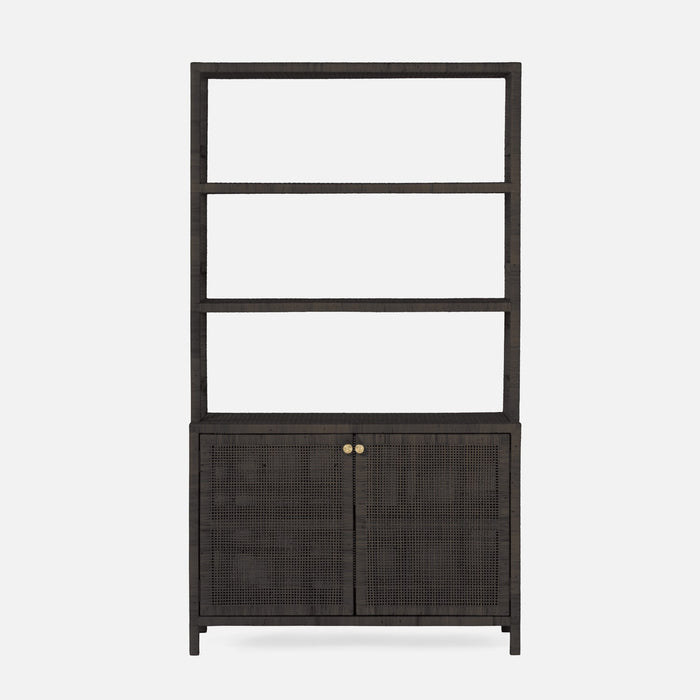 Lola Rattan Bookcase with Hutch