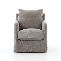 Gray Slipcover Swivel Chair