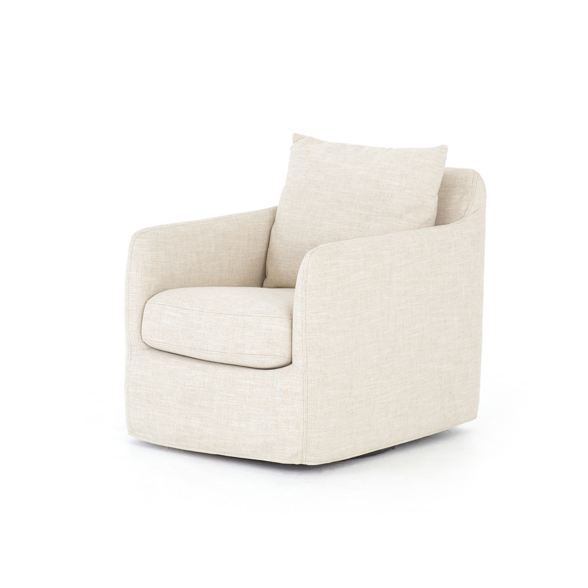 Ivory Slipcover Swivel Chair