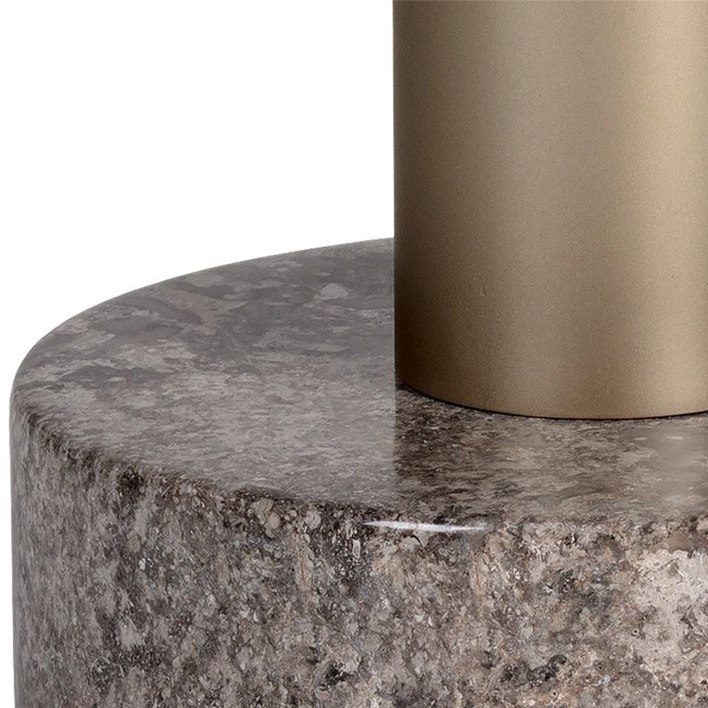 Monaco End Table - Gold - Light Grey Marble / Charcoal Grey