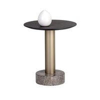 Monaco End Table - Gold - Light Grey Marble / Charcoal Grey