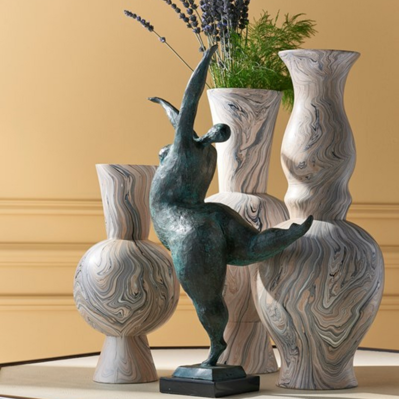 Gray Marbleized Round Vase