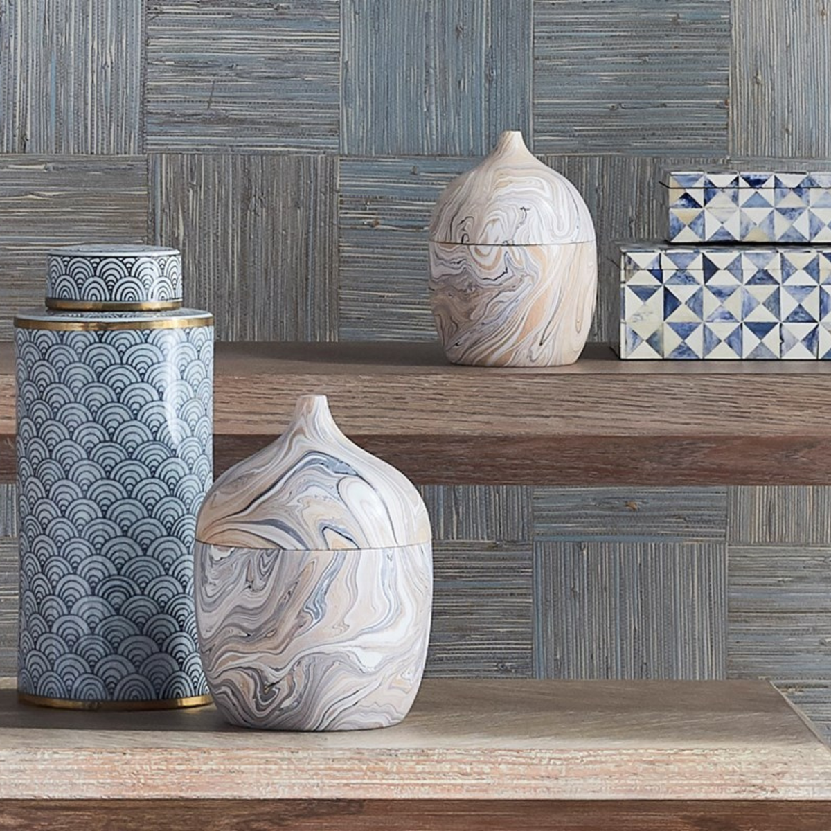 Grey Box Set Gray Marbleized Box Set of 2 – Living Modern Furnishings & Design