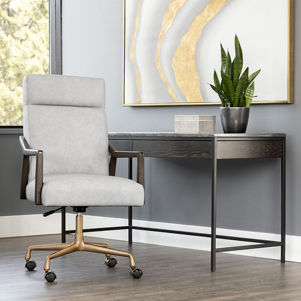 Collin Office Chair - Saloon Light Grey Leather