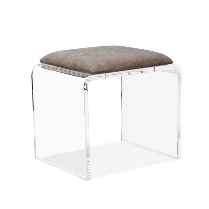 Mira Acrylic Stool - Grey Velvet